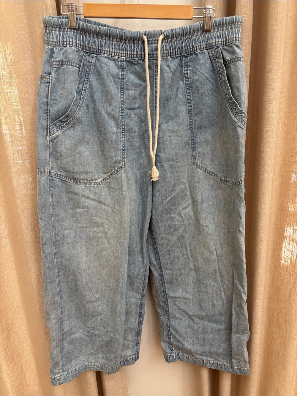 We the free denim elastic waist pants